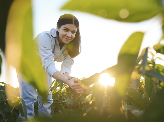 Mulher em meio a plantação